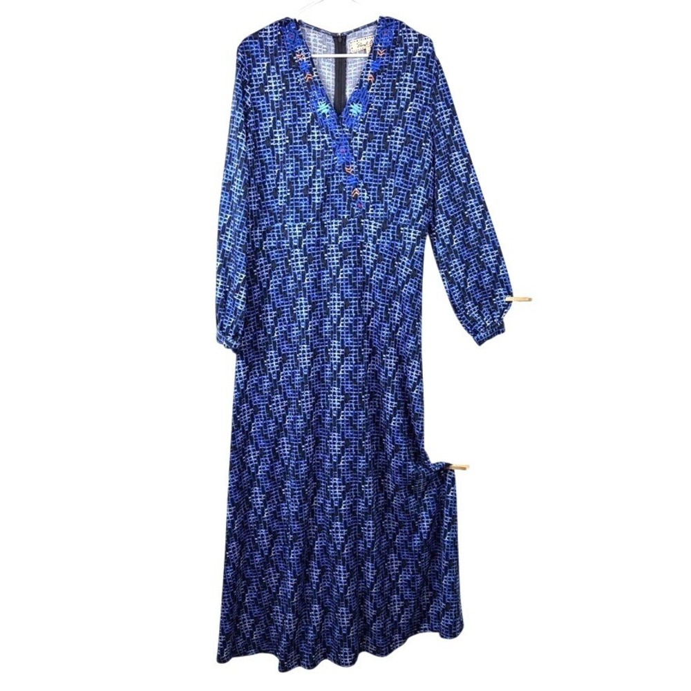 Sheryl Crow Long Sleeve Maxi Dress Sz XL Duster‎ Boho Witchy Hippie Embroidered